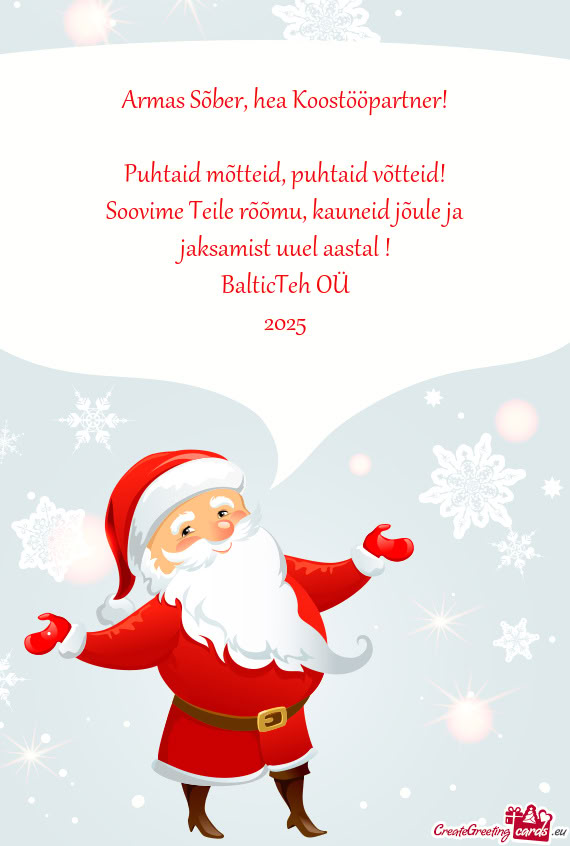 Hea Koostööpartner! Puhtaid mõtteid