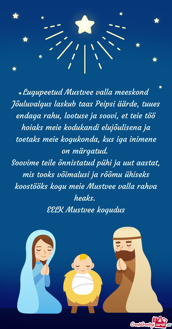 Lugupeetud Mustvee valla meeskond