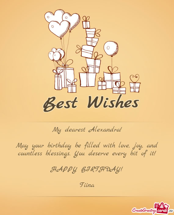 My dearest Alexandra