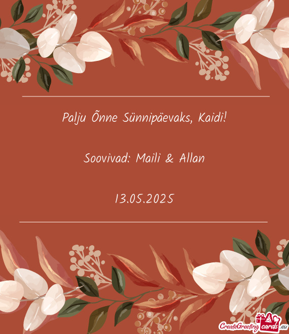 Palju Õnne Sünnipäevaks, Kaidi
