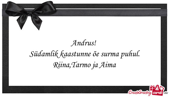 Südamlik kaastunne õe surma puhul