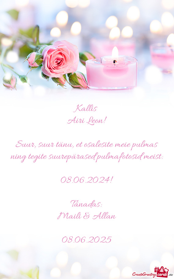 Suur, suur tänu, et osalesite meie pulmas ning tegite suurepärased pulmafotosid meist