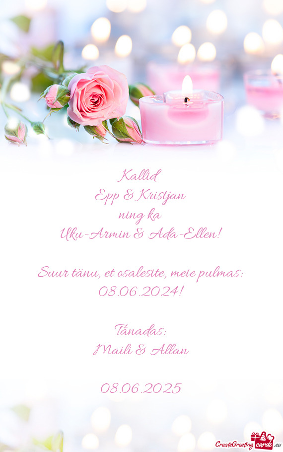 Suur tänu, et osalesite, meie pulmas